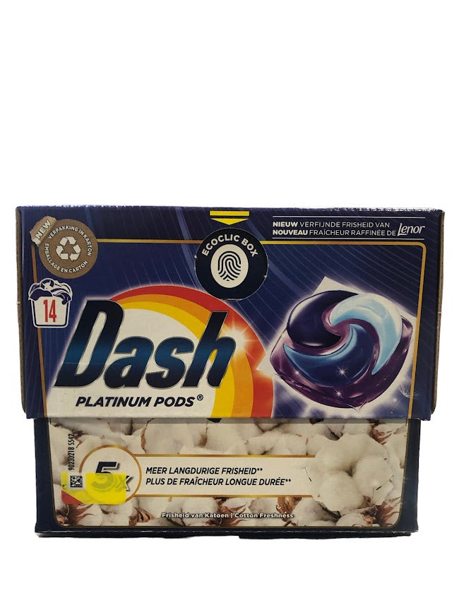 Dash Pods Platinum 14 Washes – Cotton Freshness, Powerful Cleaning & Refreshing Scent