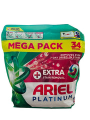 Ariel Pods Platinum + Extra Vlekverwijderaar – 34 stuks (873,8g) – Luxe Reiniging & Krachtige Vlekverwijdering