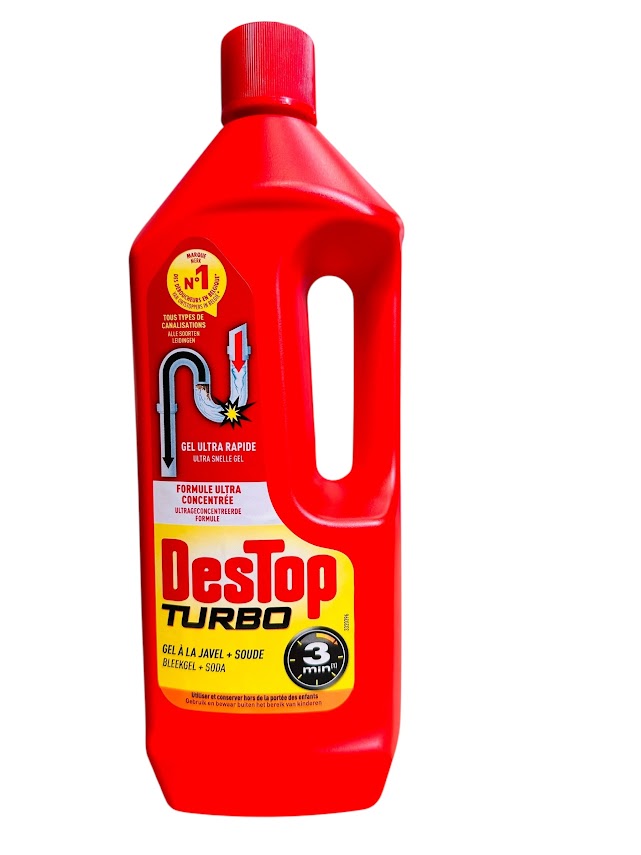 Destop Gel Turbo with Soda + Bleach – 1L | Extra Strong Drain Unblocker & Hygienic Cleaner