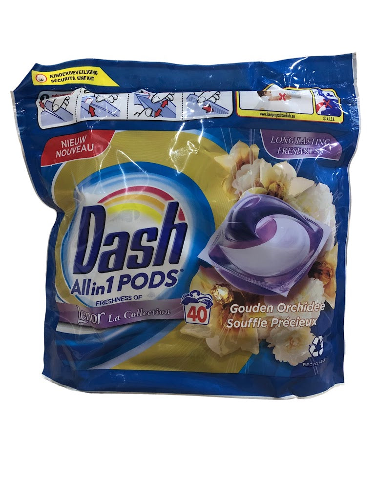 Dash Pods Allin1 40 Washes – Golden Orchid, Powerful Cleaning & Luxurious Scent Experience