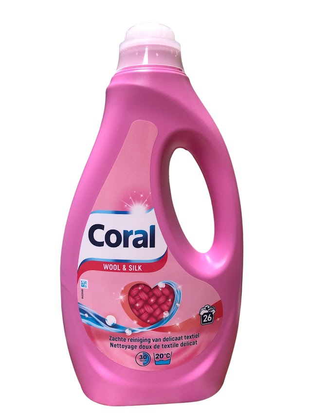 Coral Liquide 1,17L – 26 Lavages, Laine & Soie, Nettoyage Doux pour Laine & Soie