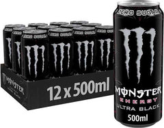 Monster Ultra Black Energy Drink – 1 x 500 ml | 12 x 500 ml | Suikervrij & Krachtige Energie