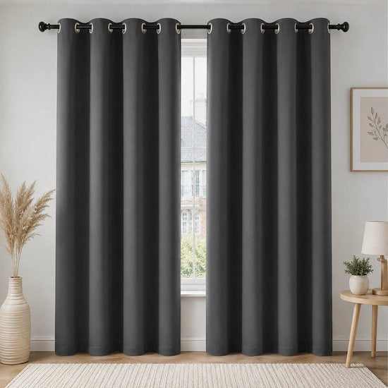 Mont Kiara Verduisteringsgordijnen 175 x 140 cm – Donkergrijs – Met Ringen