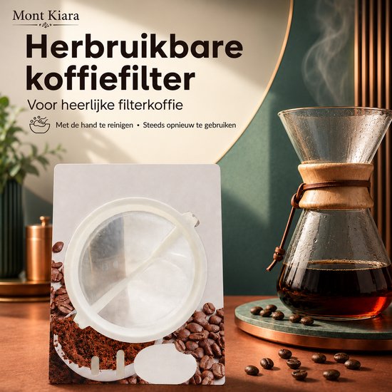 Mont Kiara Herbruikbare Koffiefilter – Permanent Fijnmazig Filter met Handgreep