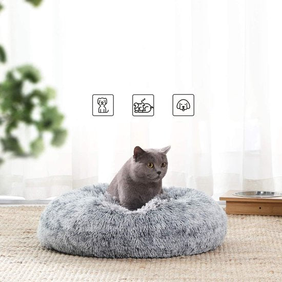 Feandra Hondenbed en Kattenbed Pluche 50 cm – Grijs – Zacht Huisdierbed