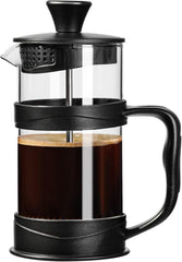 French Press Koffiezetter 350 ml – RVS Filter & Hittebestendig Glas – Cold Brew & Heet Koffie – Reizen & Thuis (Zwart)