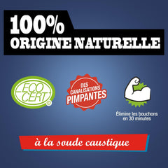 Jacques Briochin Soda Plunger – 900 ml | Natural & Powerful Drain Unblocker – Quick Action, Ecocert Certified, Made in France