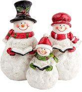 Decoratief Sneeuwpop Familie Beeld – 13 x 14 x 10 cm | Winterse Kerstdecoratie voor Huis of Tafel