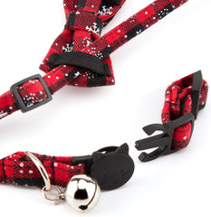 Set van 2 Kerst Kattenhalsbanden met Strik & Bel – Verstelbare Halsbanden met Kerstruitjes voor Katten, Kittens & Puppy’s