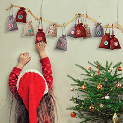24 x Jute Sacks Red Jute Bags for Advent Calendar Fabric Bag Natural Gift Bags 10 x 14 cm