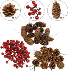 Natuurlijke Kerst Tafeldecoratie – Besjes & Dennenappels | Advent Versiering & DIY Kerstkrans Decoratie