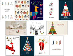 Set van 50 Populaire Kerstkaarten – 50 Unieke Ontwerpen met Gerecyclede Kraft Enveloppen | Milieuvriendelijke Wenskaarten