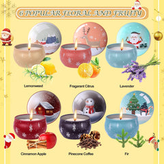 Kerst Geurkaarsen Geschenkset voor Vrouwen – 6 Stuks, 70,9 g | Natuurlijke Sojawas Aromatherapie Kaarsen – Perfect Cadeau voor Kerst of Verjaardag