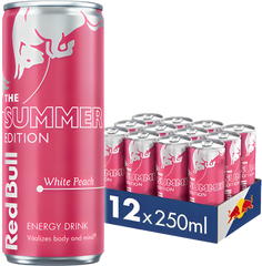 Red Bull White Peach – 1 x 250 ml | 12 x 250 ml | Verfrissende Witte Perzik Smaak & Energieboost