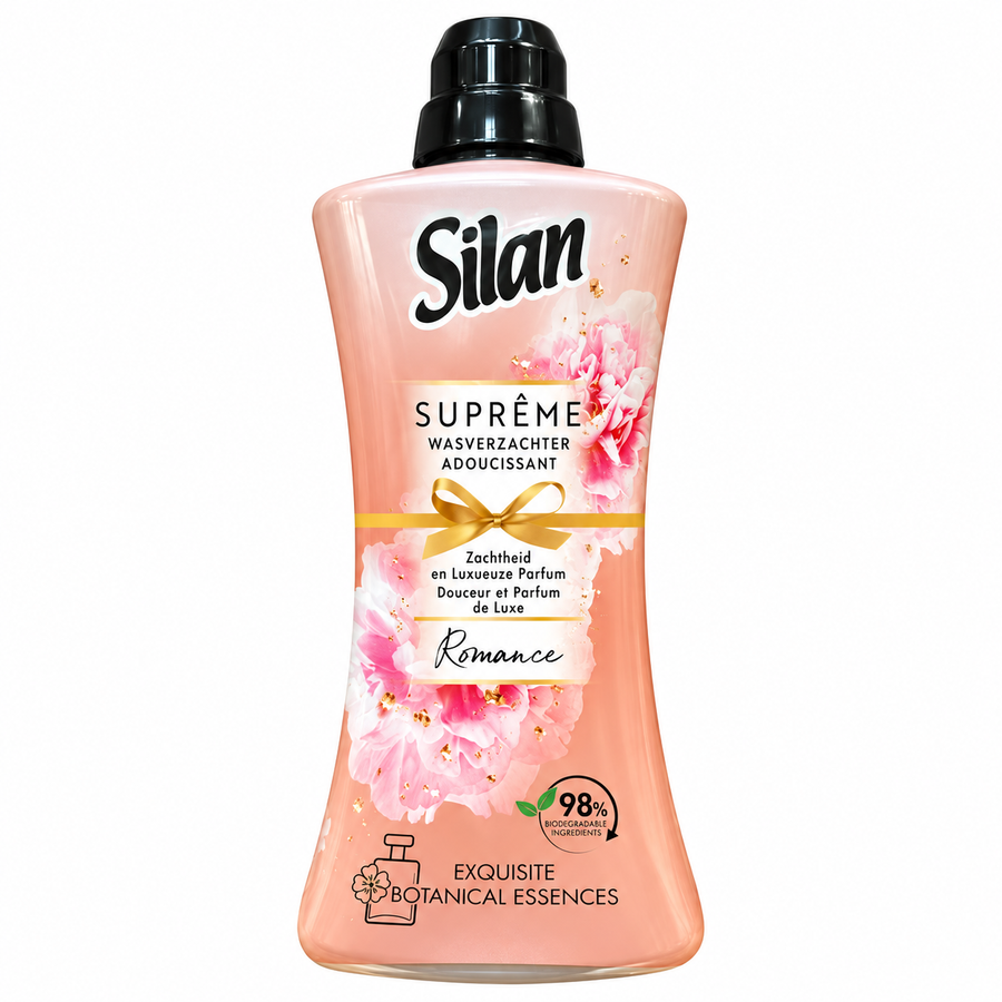 Silan Suprême Romance wasverzachter 968 ml, roze fles met zwarte dop, 44 wasbeurten