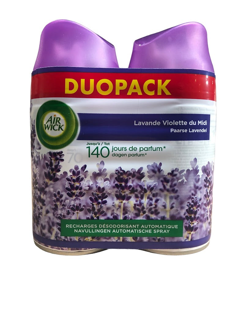 Airwick Freshmatic Duopack – Paarse Lavendel Navulling 2x250ml – Automatische Luchtverfrisser