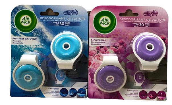 Airwick Auto Luchtverfrisser – Bloemenbloesem & Oceaanfris – Langdurige Frisse Geur voor in de Auto