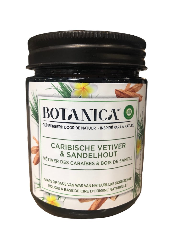 Airwick Kaars Botanica – 120gr – Natuurlijke Geurkaars voor Huis - Caribische Vetiver & Sandelhout / Magnolia & Vanille / Oosterse geranium & Rozen