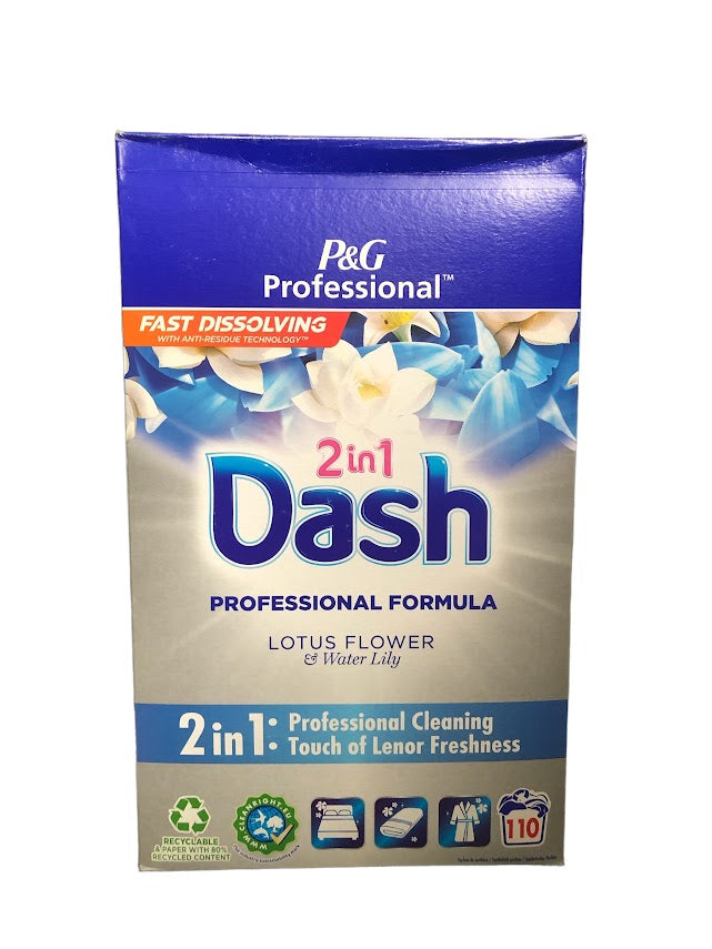 Dash Powder 7.15kg – 110 Washes, Lotus Flower & Lily, 2in1 Professional, Powerful Cleaning & Freshness