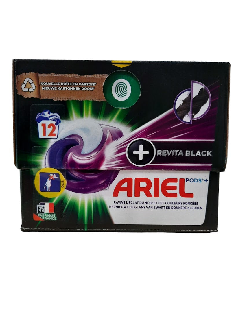Ariel Allin1 Pods + Revita Black – 12 capsules (255.6g) – Powerful Cleaning & Protection for Dark Laundry