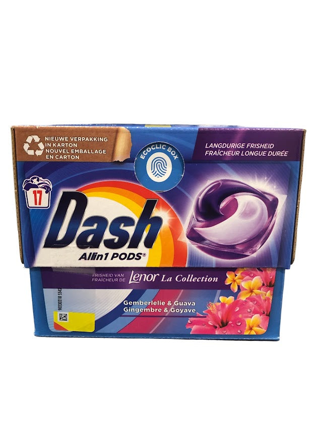 Dash Pods Allin1 17 Washes – Lenor Freshness Ginger Lily & Guava, Powerful Cleaning & Exotic Scent