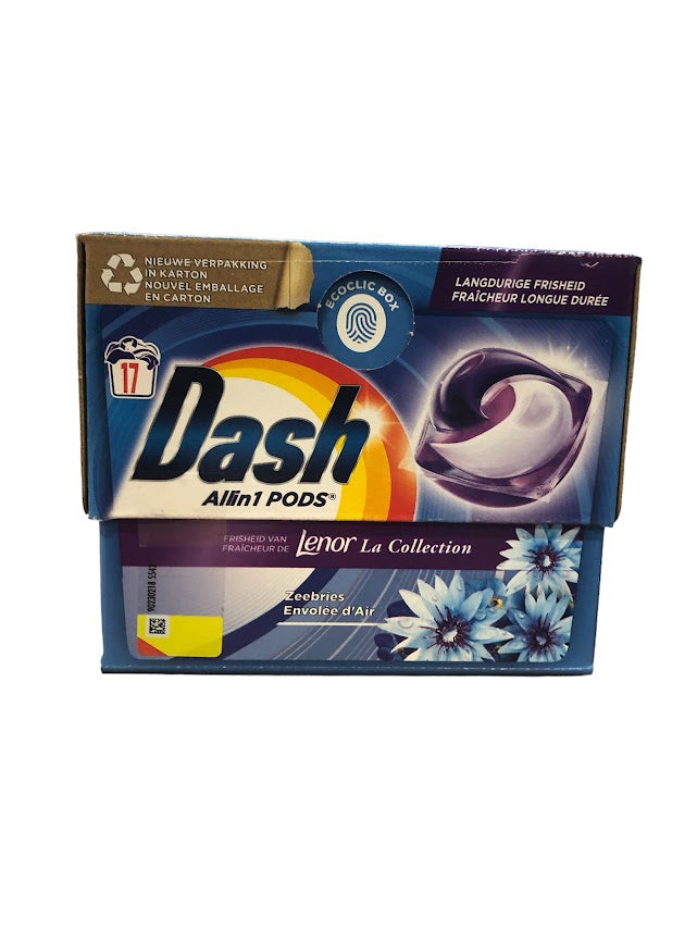 Dash Pods Allin1 17 Washes – Lenor Sea Breeze Freshness, Powerful Cleaning & Long-Lasting Fresh Scent