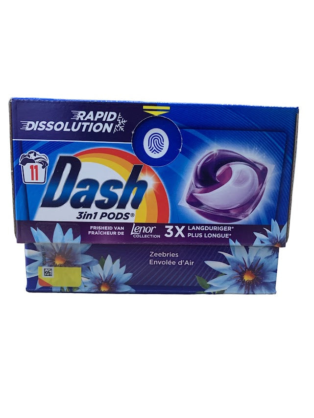 Dash Dosettes 3en1 11 Lavages – Brise marine, Nettoyage en profondeur, Parfum frais et Élimination des taches