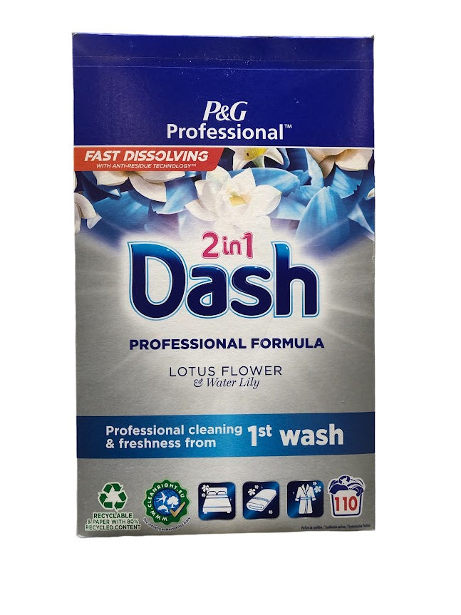 Dash Powder 6.6kg – 110 Washes, Lotus Flower & Lily, 2in1 Professional, Powerful Cleaning & Freshness