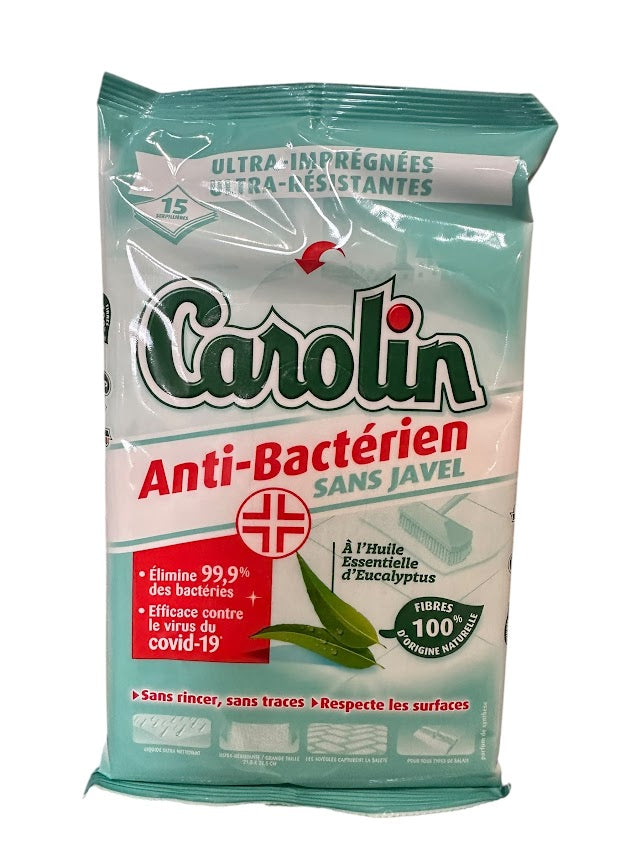 Carolin Reinigingsdoekjes 15 stuks – Anti-bacterieel, Zonder Javel, Diverse Geuren & Toepassingen