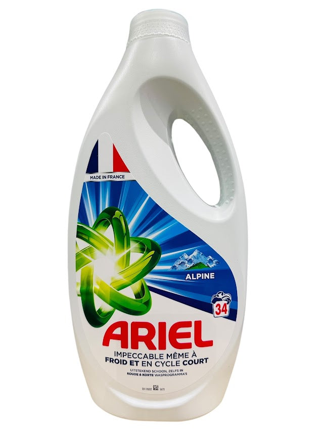 Ariel Vloeibaar Wasmiddel 1,530ml (34 wasbeurten) – Alpine voor Stralend Schone & Fris Ruikende Was