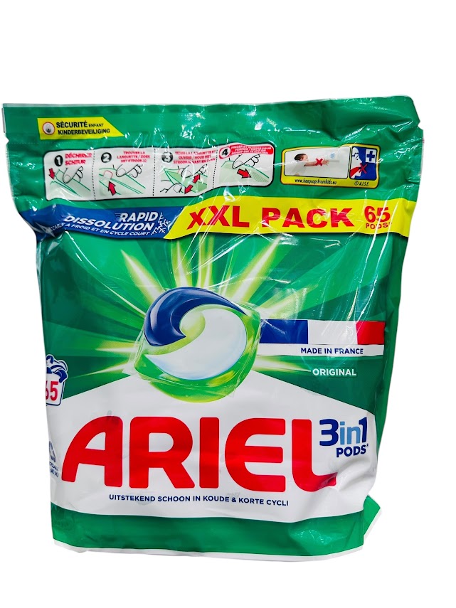 Ariel 3in1 Pods Original – 65 stuks (1332,5g) – Stralend Schone Was & Klassieke Frisheid