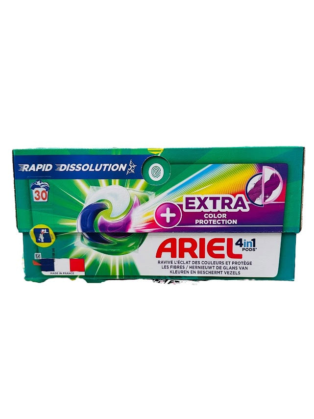 Ariel 4in1 Pods + Extra Color Protection – 30 stuks (756g) – Bescherming van Kleuren & Krachtige Reiniging