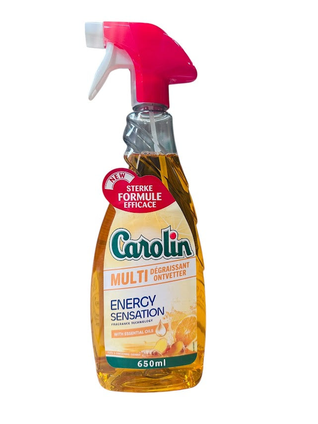 Carolin Spray 650ml – Ontvetter Energy Sensation Yuzu & Gember, Krachtige Reiniging & Verfrissende Geur