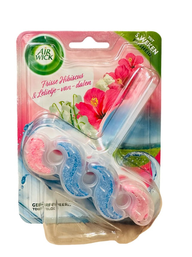 Airwick WC Blok – 35gr – Frisse Geuren: Hibiscus & Lelietje van Dalen, Oceaanmist & Turquoise Koraal, Citroen & Bergamot