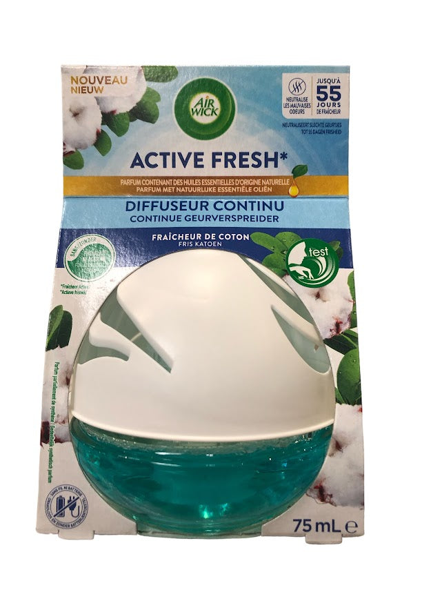 Airwick Deco Sphere 75ml – Fris Katoen – Luchtverfrisser met Essentiële Oliën