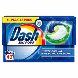 Dash 3-in-1 Pods 42 Wasbeurten – Witter dan Wit, Krachtige Reiniging & Stralend Witte Kleding