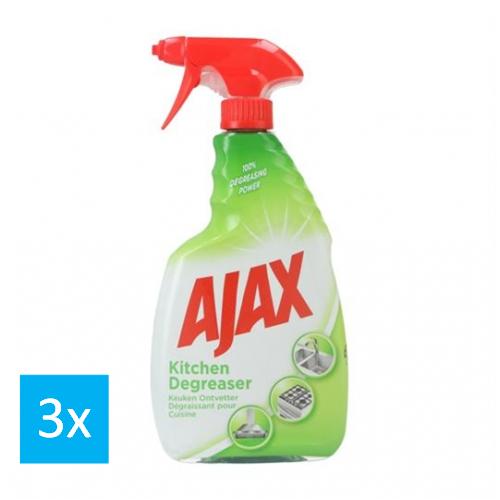 Ajax Dégraissant Cuisine Spray – 3 x 750 ml | Puissant Dégraissant pour une Cuisine Brillante et Fraîche