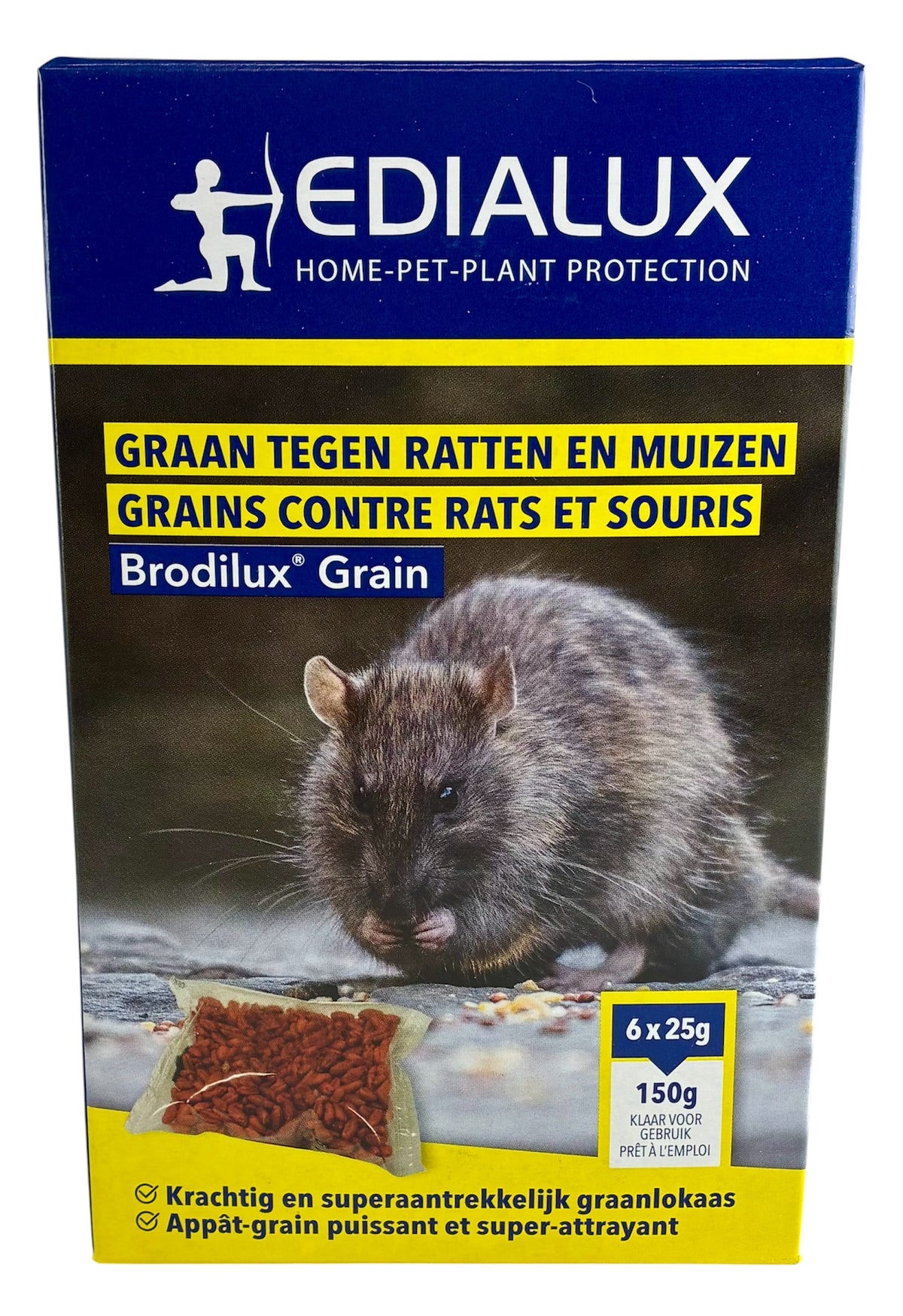 Brodilux Graan 150 gr – Effectief Graanlokaas tegen Muizen en Ratten