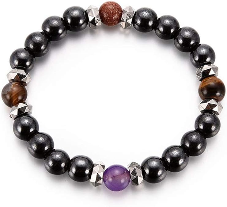 Magnetische Armband – Unisex Hematiet & Agaat Therapie – Stretch Bangle voor Gewicht, Anti-Fatigue & Energie