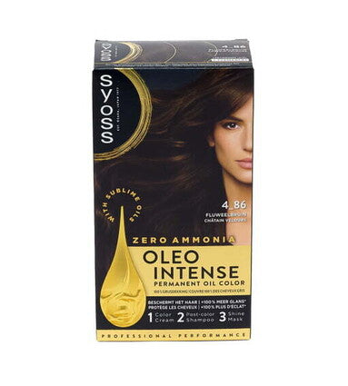 Syoss Oleo Intense Permanente Haarkleuring 4-86 Velvet Bruin — Zonder Ammoniak — Voordeelpak 6 stuks