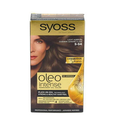 Syoss Oleo Intense Permanente Haarkleuring 5-54 Licht Asbruin — Zonder Ammoniak — Voordeelpak 6 stuks