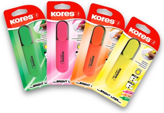 Kores Markeerstiften Fluo – Set van 4 Kleuren