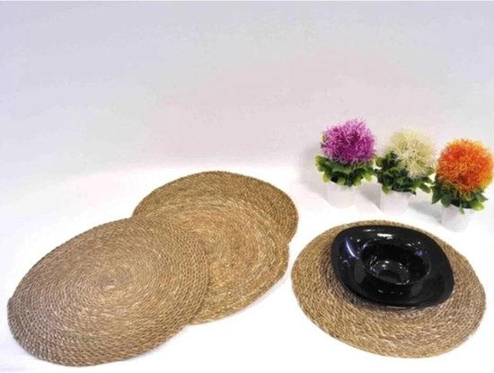 Mont Kiara Placemats Gevlochten Bamboe – Set van 4 – Stro Look