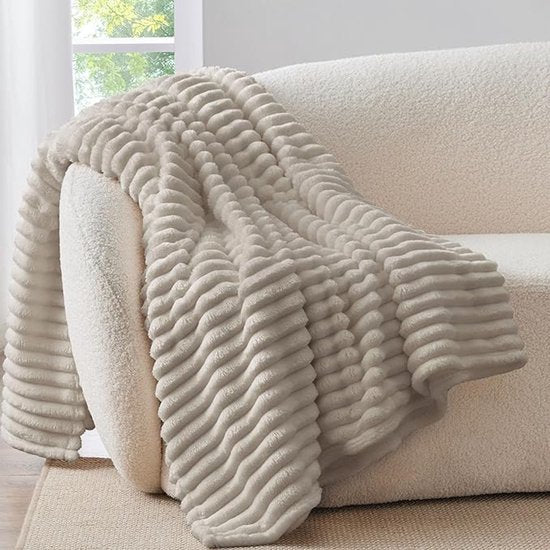 Star&Ster Plaid Flanellen Deken 125 x 150 cm – Beige – Zacht en Warm