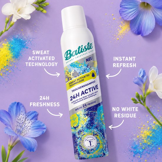 Batiste Droogshampoo 24H Active 200 ml – Tot 24 Uur Fris