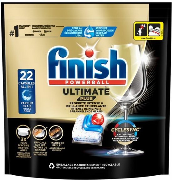Finish Ultimate Plus Vaatwastabletten Regular – 22 Stuks