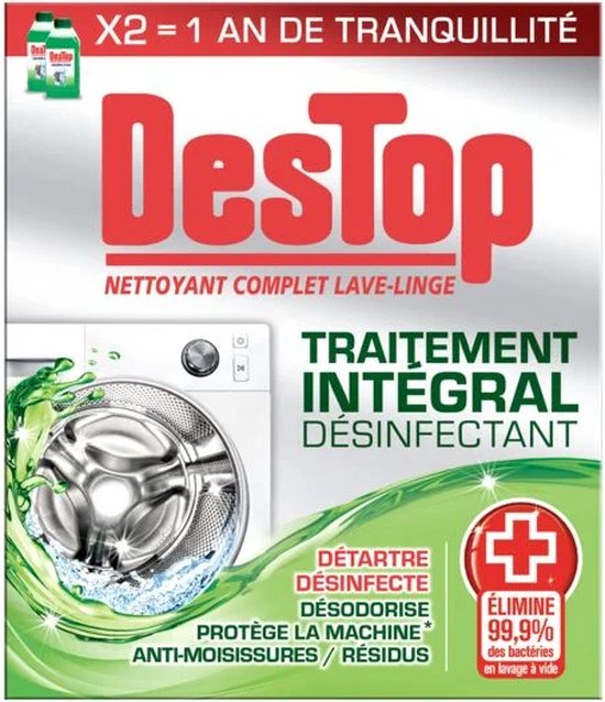 DESTOP Traitement intégral Nettoyant lave-linge les 2 flacons de 250 ml