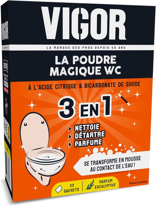 Vigor Magic Powder WC 3-in-1 – Toiletreiniger, Ontkalker en Geurverfrisser