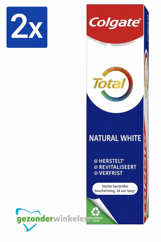 Colgate Total Natural White Tandpasta – 2 x 75 ml – Voordeelverpakking