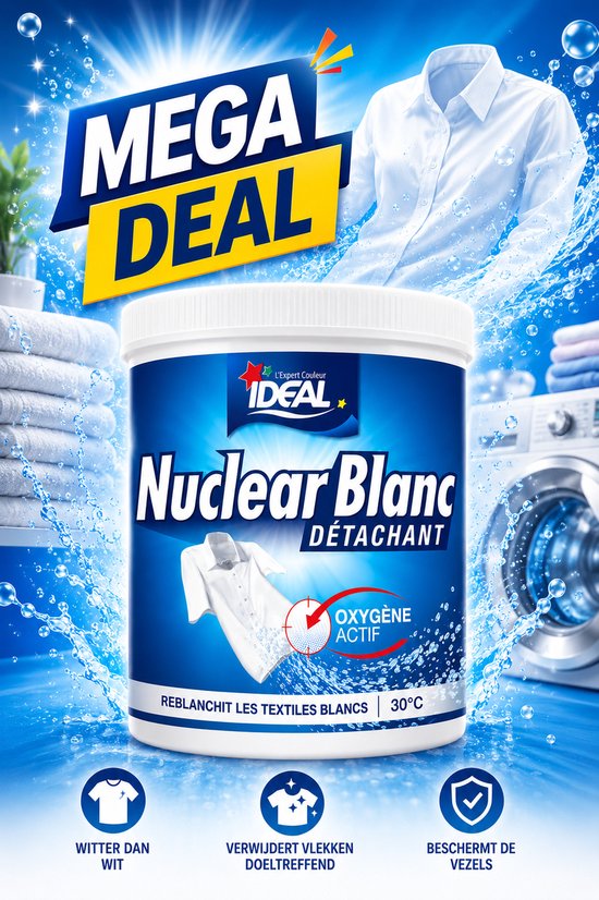Ideal Nuclear Blanc Vlekverwijderaar 450 g – Witte Was – Actieve Zuurstof